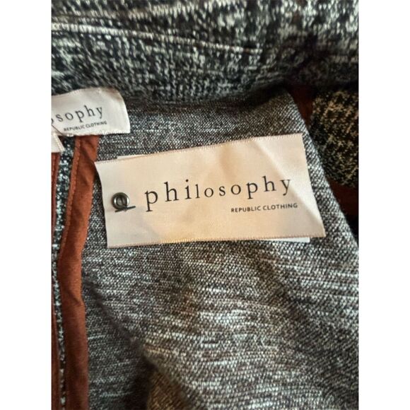 Women's Plaid Pea Coat Jacket Black Button Front Pockets Size M - Picture 2 of 3